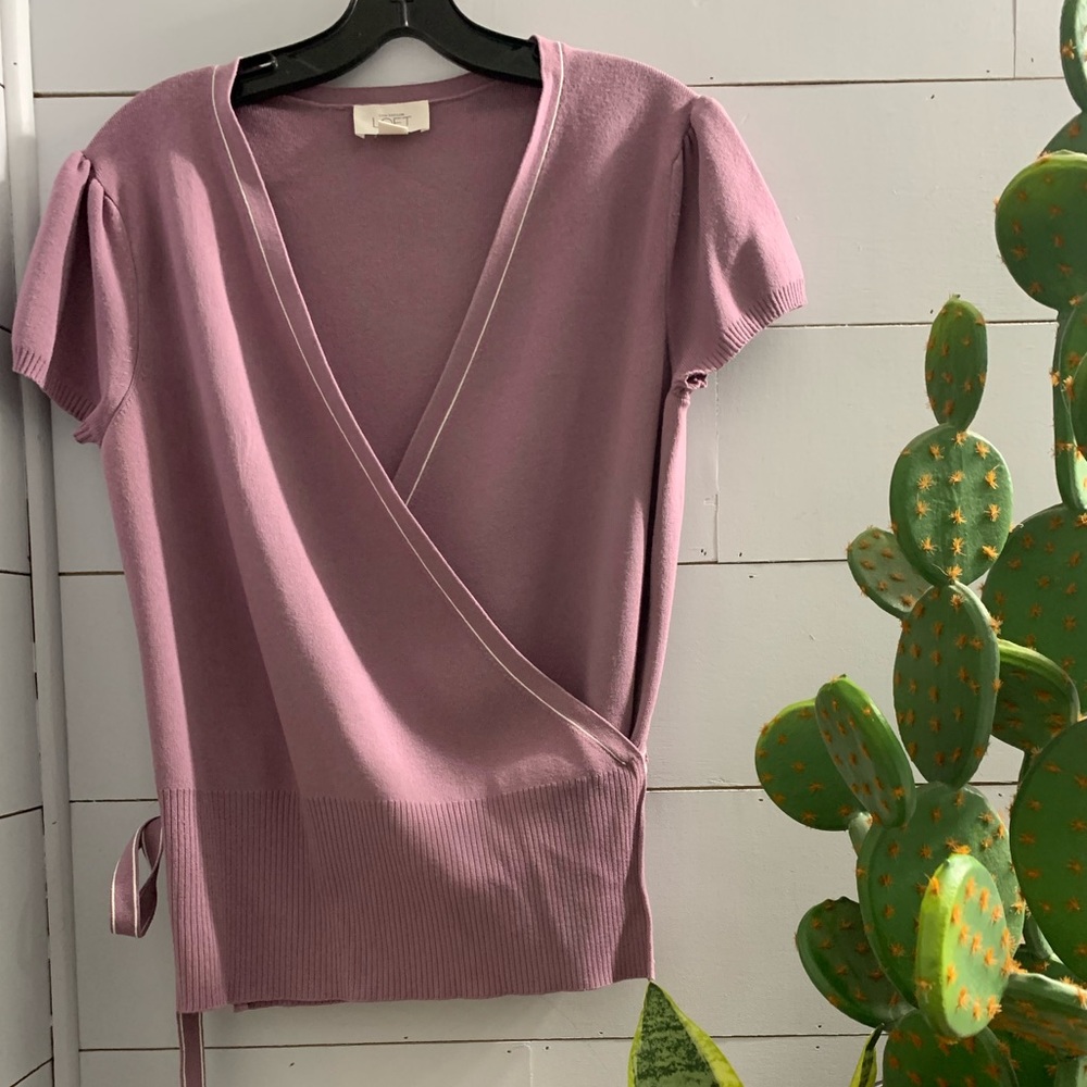 Ann Taylor Loft. Lavender. Size Large. Wrap Blouse